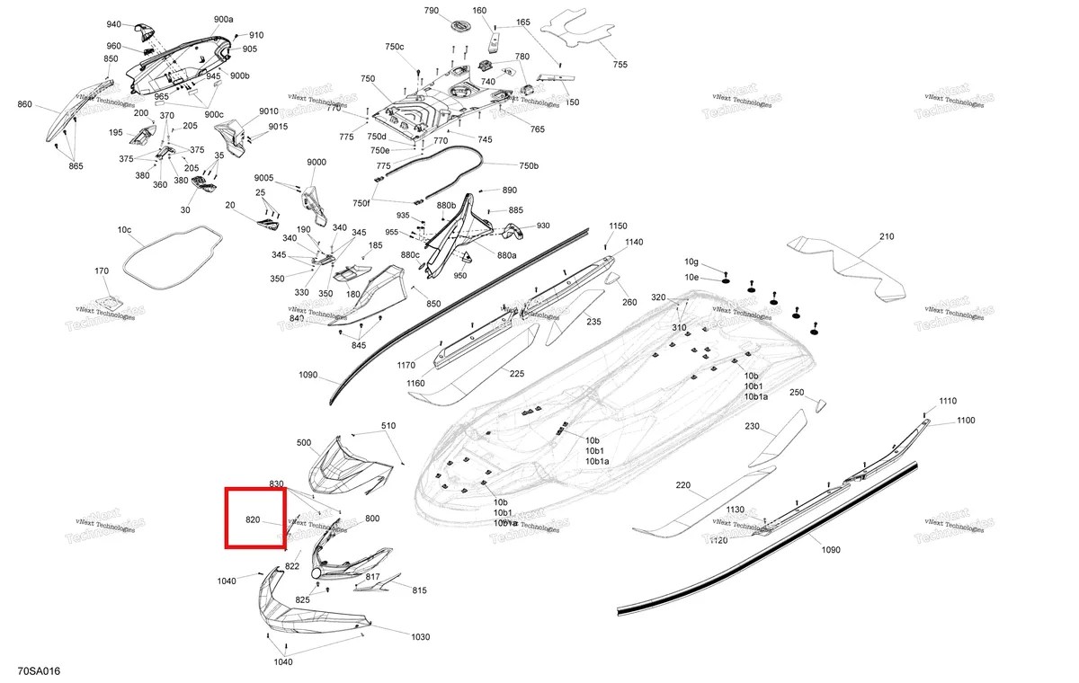 Деталь 291005039 на схеме узла 2021 Sea-Doo FISH PRO 170 Body - System