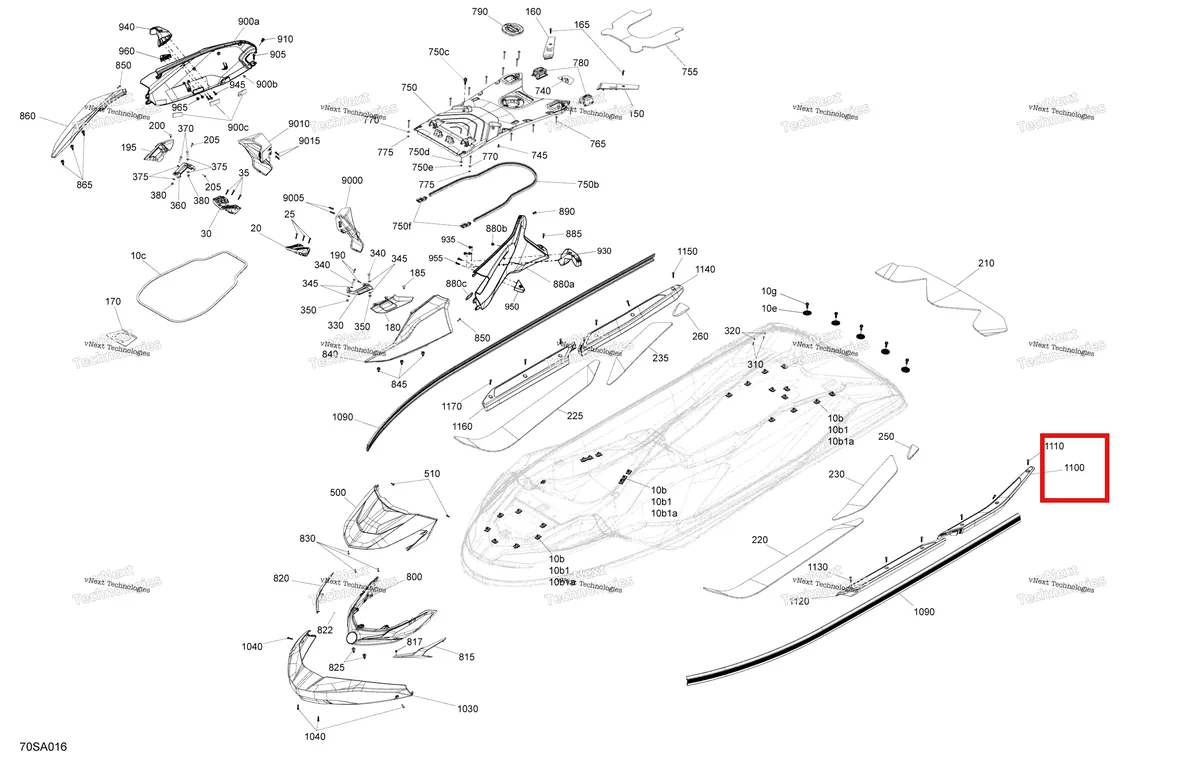 Деталь 291005123 на схеме узла 2021 Sea-Doo FISH PRO 170 Body - System