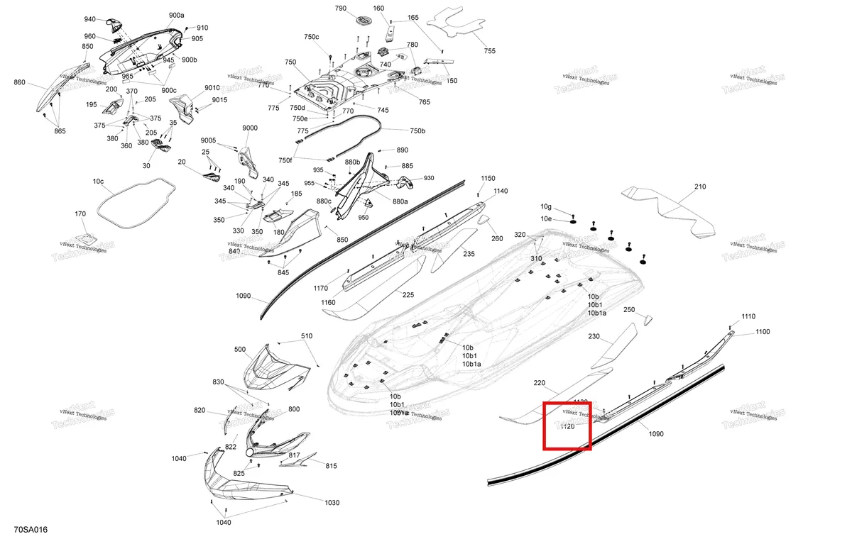 Деталь 291005124 на схеме узла 2021 Sea-Doo FISH PRO 170 Body - System
