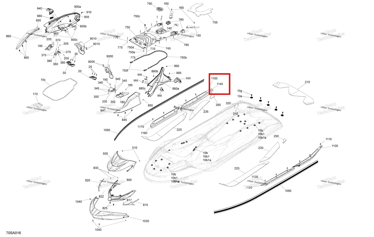 Деталь 291005125 на схеме узла 2021 Sea-Doo FISH PRO 170 Body - System
