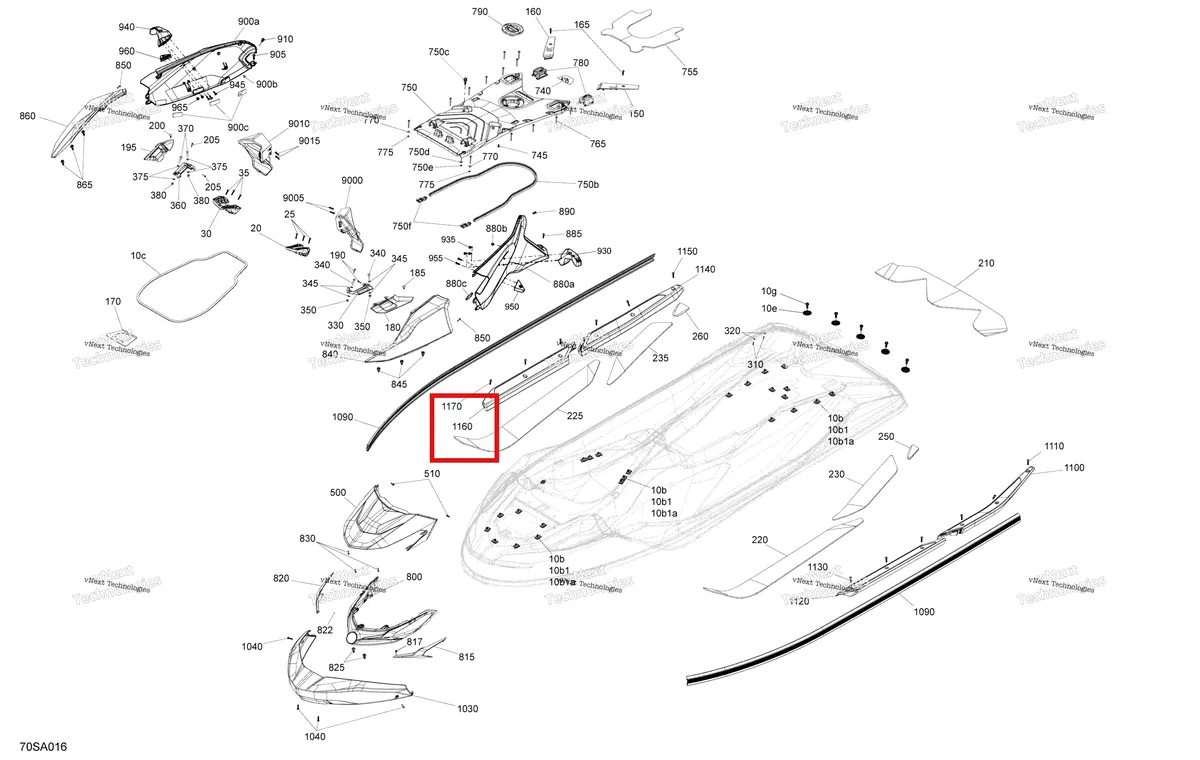 Деталь 291005126 на схеме узла 2021 Sea-Doo FISH PRO 170 Body - System