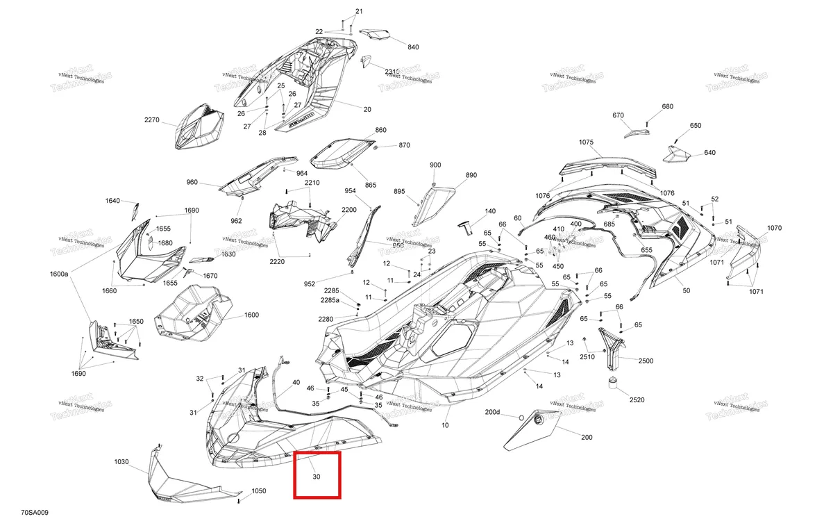 Деталь 291005190 на схеме узла 2021 Sea-Doo SPARK 900 HO ACE Body - System