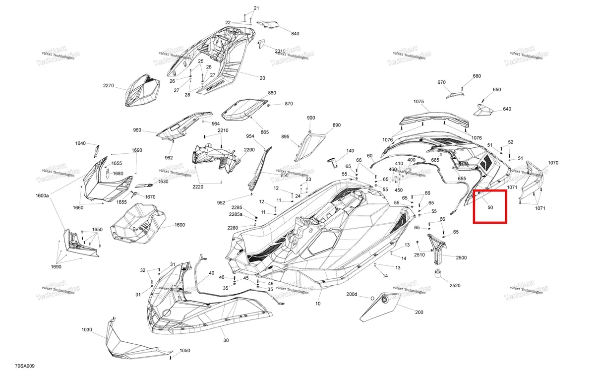 Деталь 291005191 на схеме узла 2021 Sea-Doo SPARK 900 HO ACE Body - System