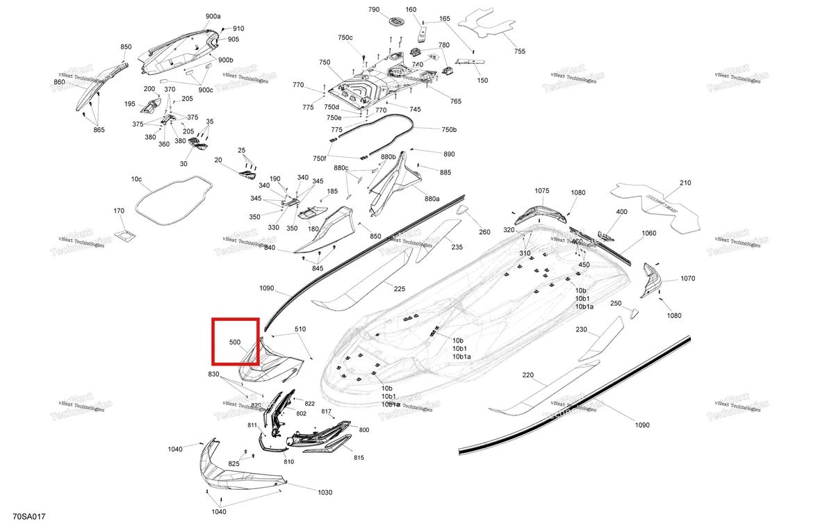 Деталь 291005195 на схеме узла 2021 Sea-Doo WAKE PRO 230 Body - System
