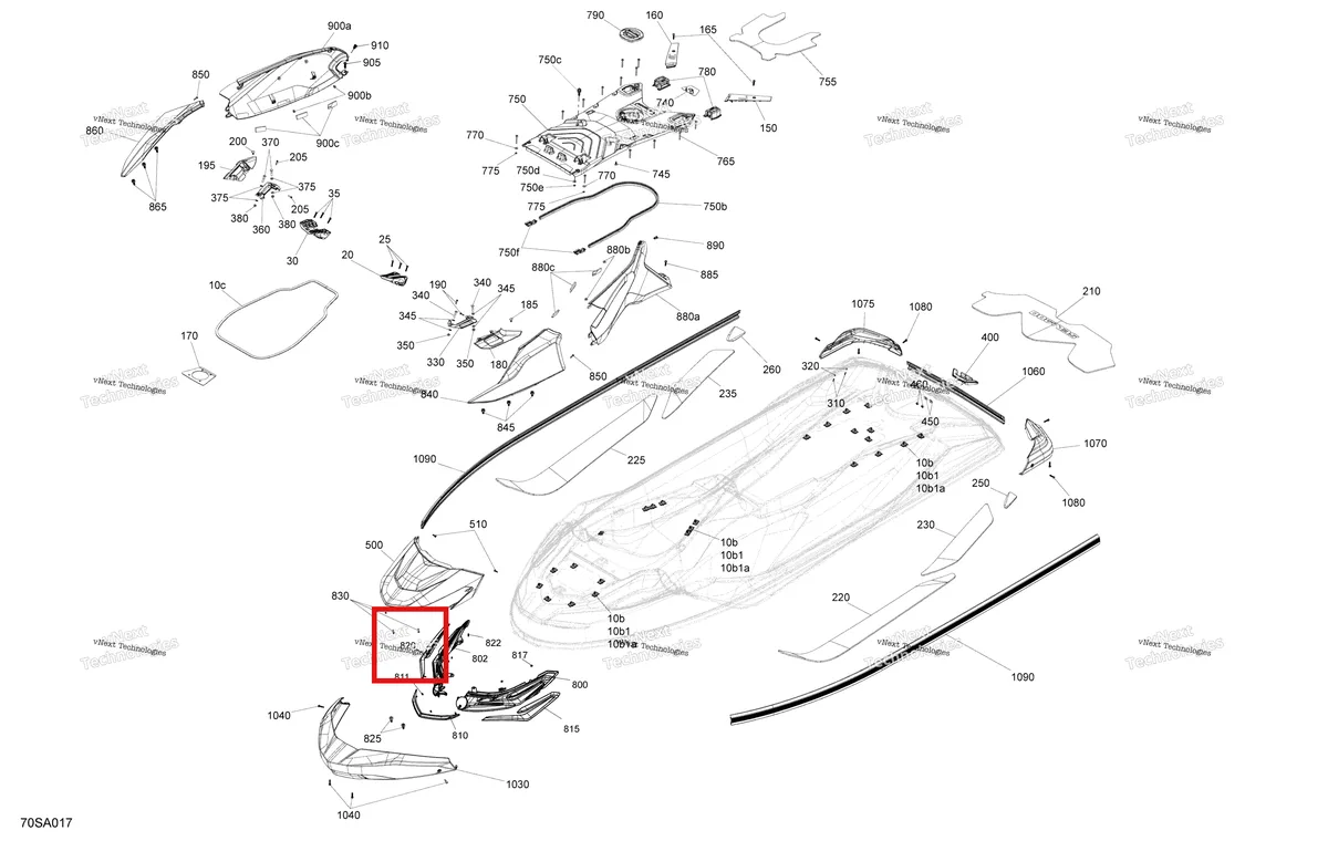 Деталь 291005198 на схеме узла 2021 Sea-Doo WAKE PRO 230 Body - System