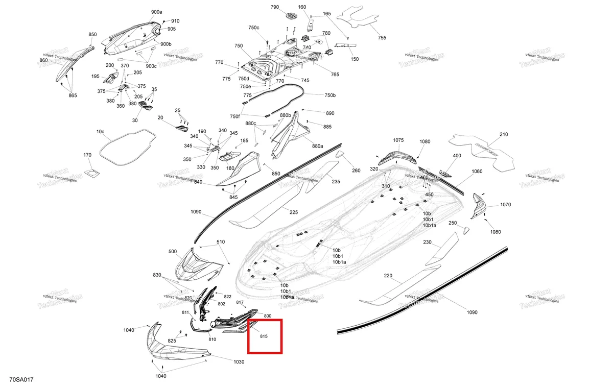 Деталь 291005199 на схеме узла 2021 Sea-Doo WAKE PRO 230 Body - System
