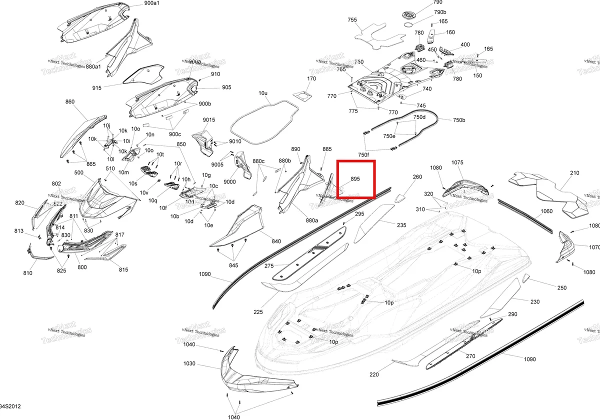 Деталь 291005245 на схеме узла 2020 Sea-Doo RXT 300 Body
