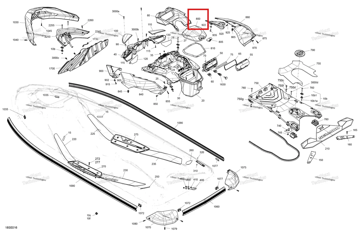 Схема применяемости: Глубокий чёрный Glove коробка крышка Sea-Doo RXP 325 X (2026) (291005346)