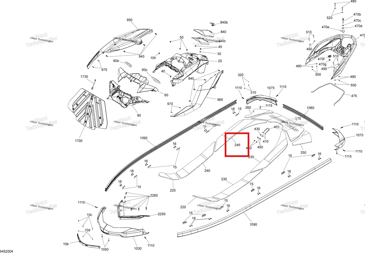 Деталь 291005359 (Anti Slip Mat задний правый Sea-Doo RXP 300 (2020) (291005359)) на схеме узла Body