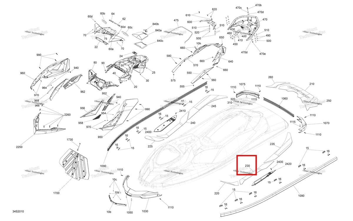 Деталь 291005362 (Anti Slip Mat Center левый Sea-Doo RXP 300 (2020) (291005362)) на схеме узла 2020 Sea-Doo RXP 300 Body