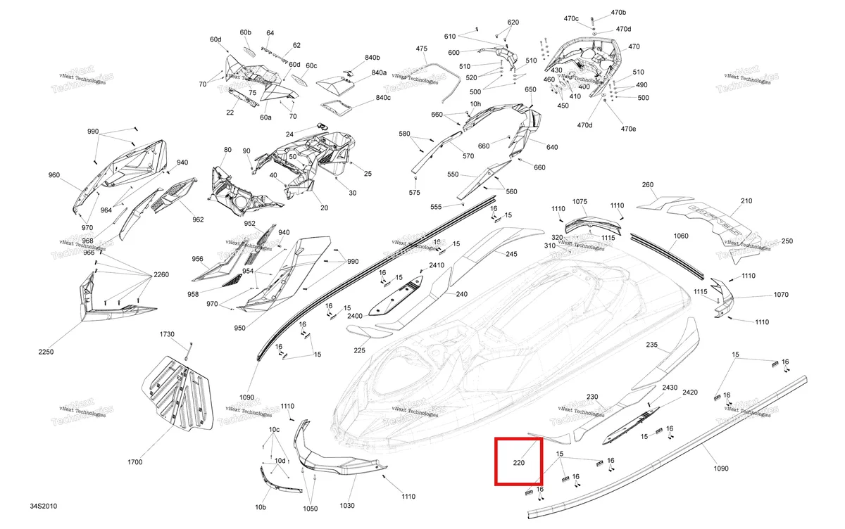 Деталь 291005364 (Anti Slip Mat передний левый Sea-Doo RXP 300 (2020) (291005364)) на схеме узла 2020 Sea-Doo RXP 300 Body