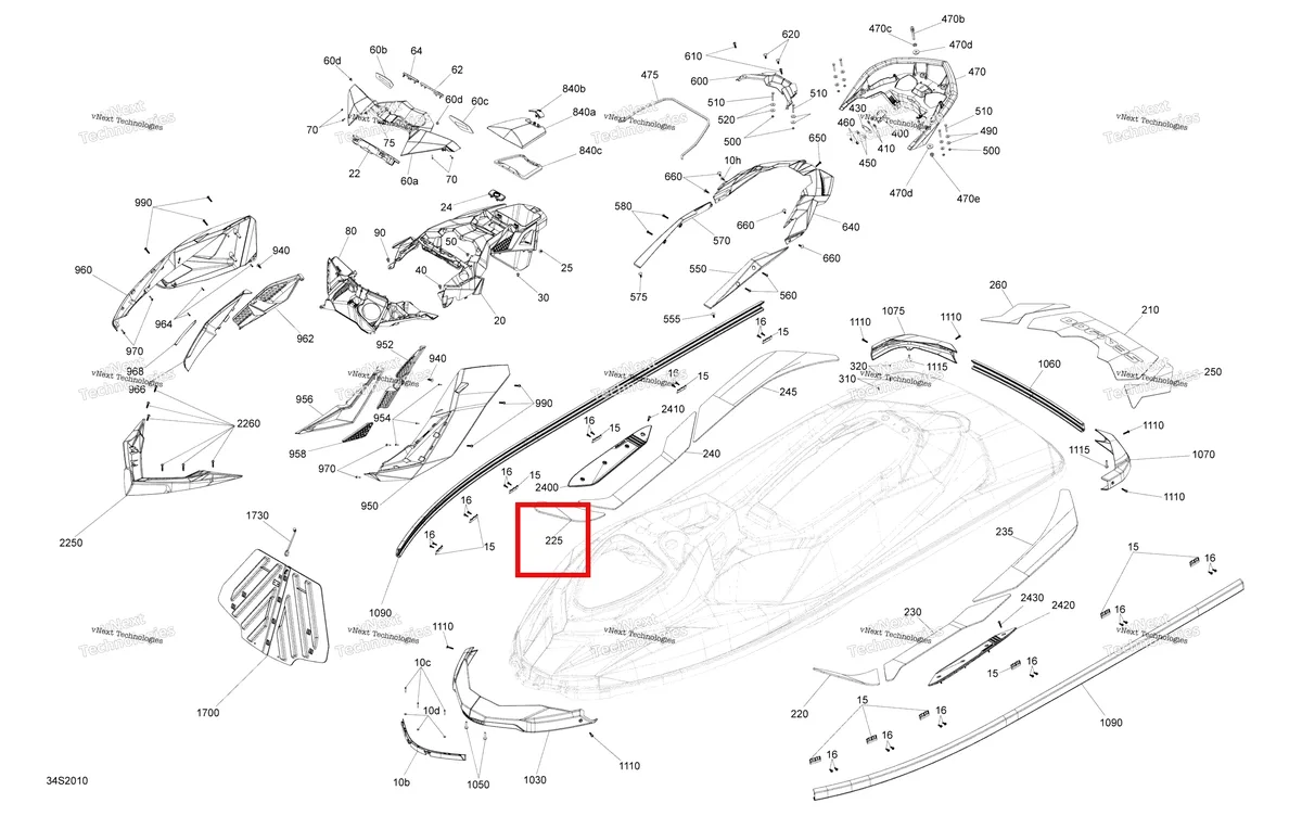 Деталь 291005365 (Anti Slip Mat передний правый Sea-Doo RXP 300 (2020) (291005365)) на схеме узла 2020 Sea-Doo RXP 300 Body
