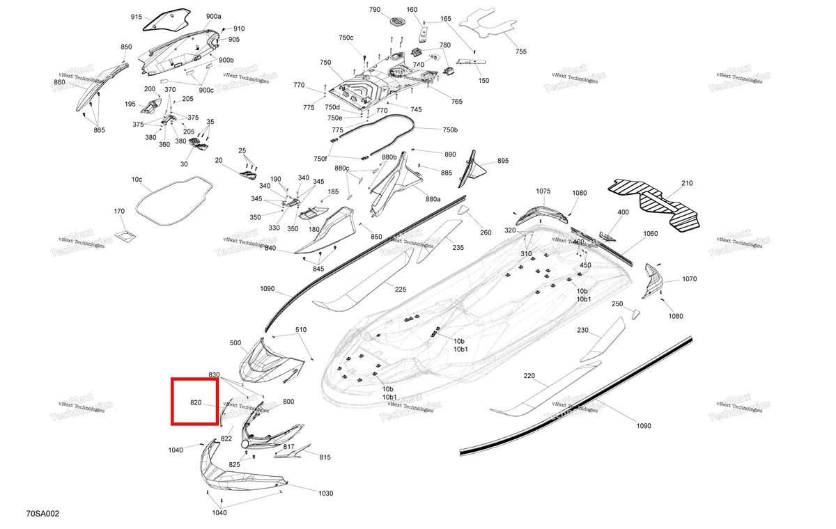 Деталь 291005450 на схеме узла 2021 Sea-Doo GTX LIMITED 300 Body - System