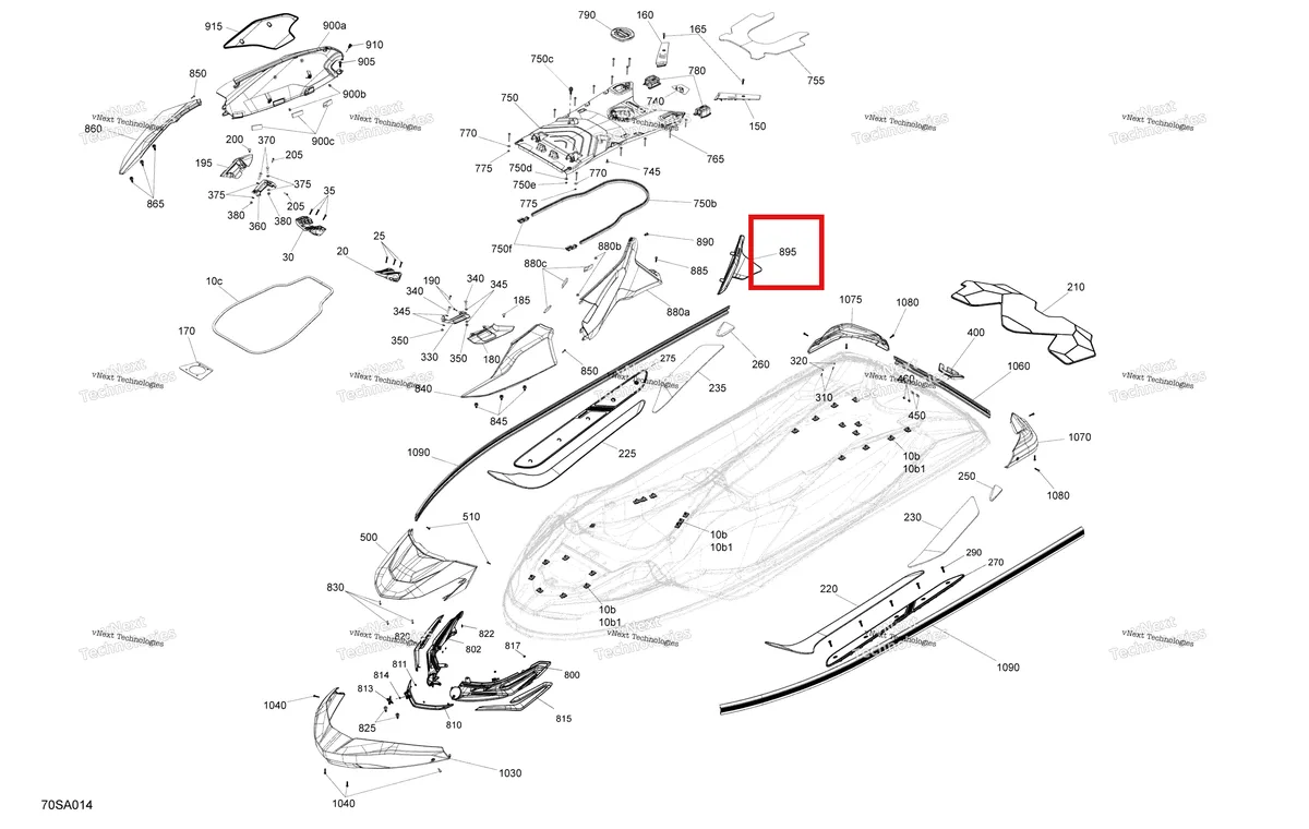 Деталь 291005487 на схеме узла 2021 Sea-Doo RXT X 300 Body - System