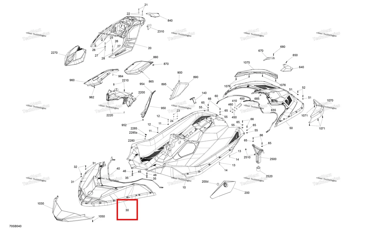 Деталь 291005514 на схеме узла 2022 Sea-Doo SPARK 900 ACE Body - System