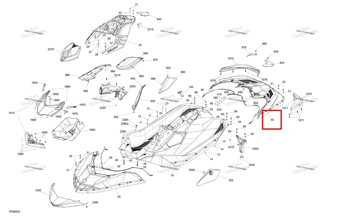 Деталь 291005516 на схеме узла 2022 Sea-Doo SPARK 900 HO ACE Body - System