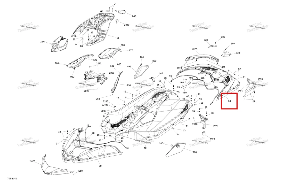 Деталь 291005517 на схеме узла 2022 Sea-Doo SPARK 900 ACE Body - System