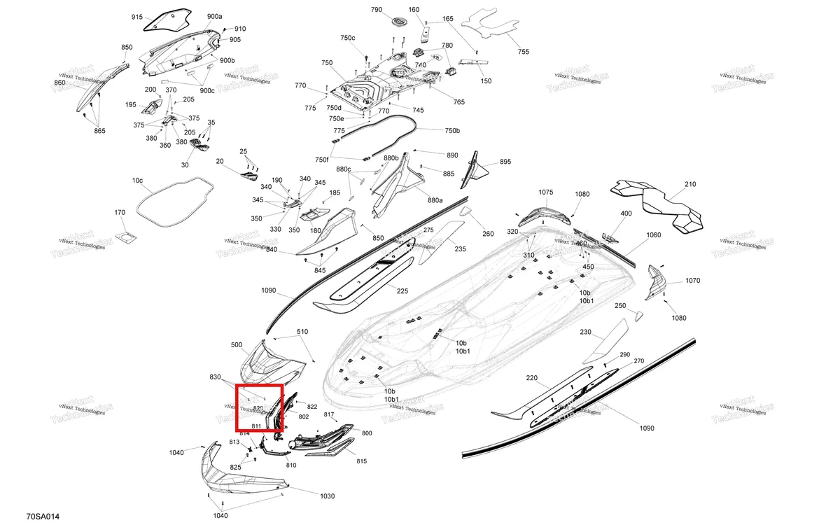 Деталь 291005546 на схеме узла 2021 Sea-Doo RXT X 300 Body - System