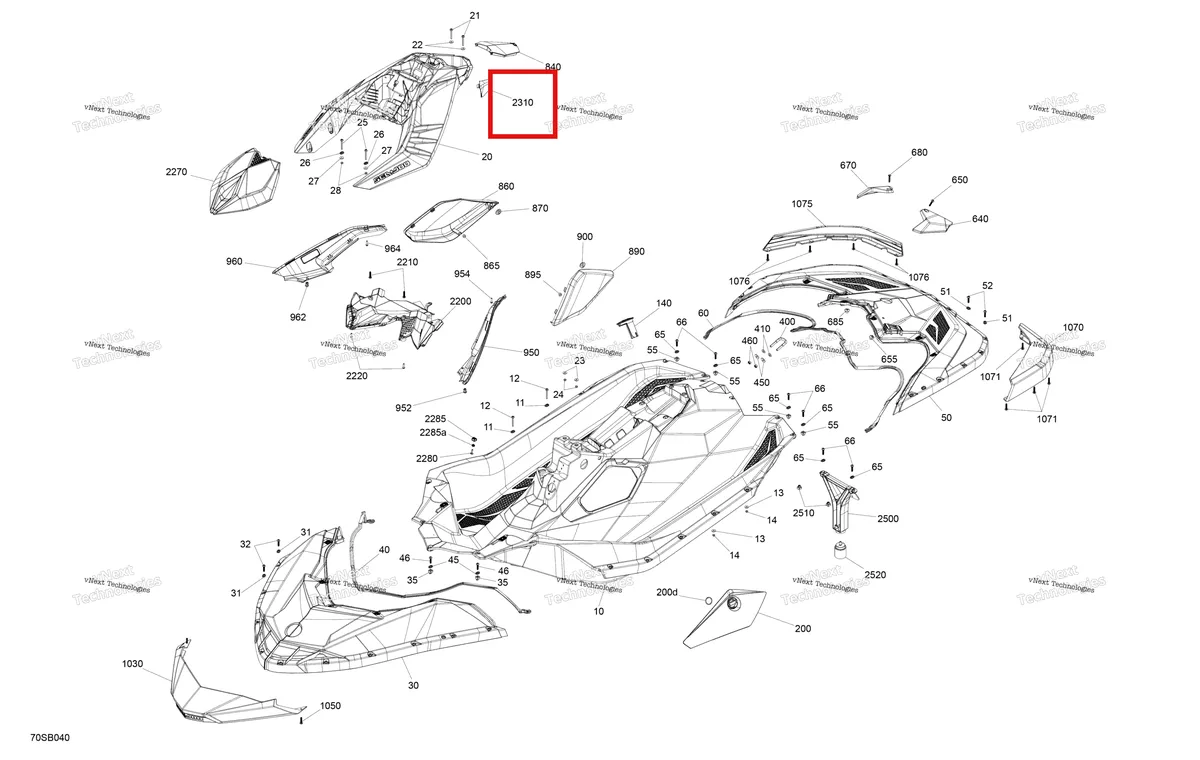 Деталь 291005556 на схеме узла 2022 Sea-Doo SPARK 900 ACE Body - System