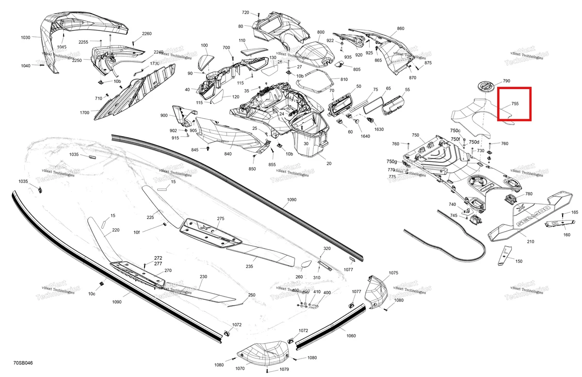 Деталь 291005648 на схеме узла 2022 Sea-Doo RXP X 300 Body - System