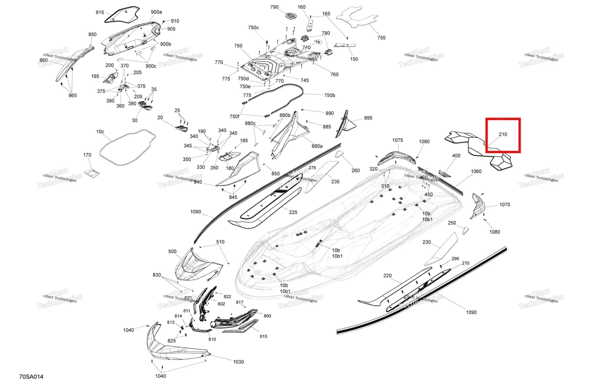 Деталь 291005649 на схеме узла 2021 Sea-Doo RXT X 300 Body - System