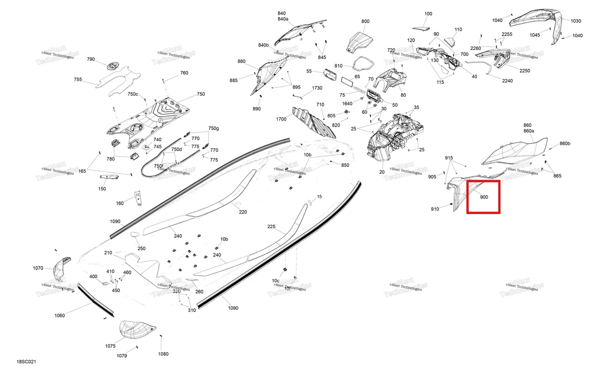 Деталь 291005751 на схеме узла 2023 Sea-Doo GTI SE 130 Body - System
