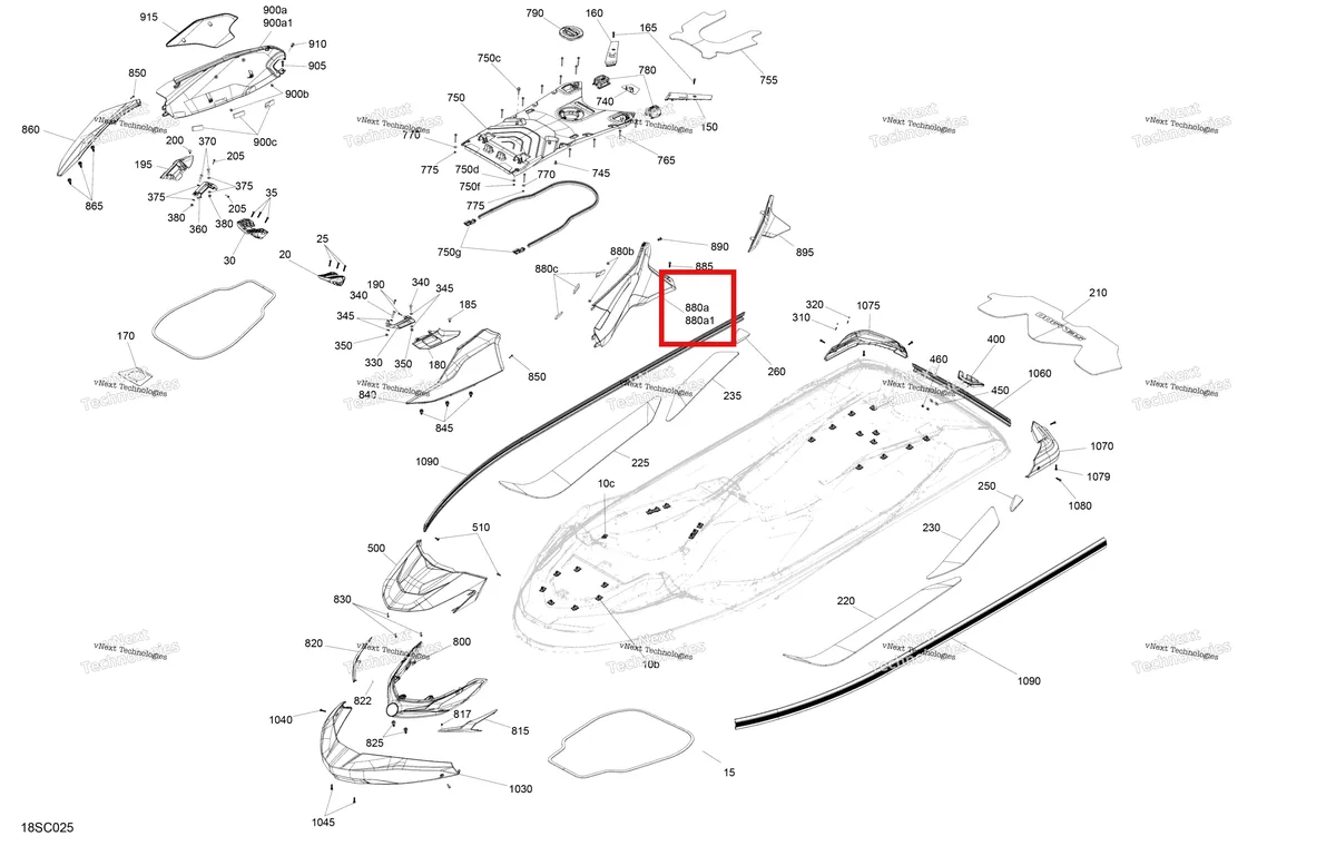 Деталь 291005765 на схеме узла 2023 Sea-Doo GTX LIMITED 300 Body - System