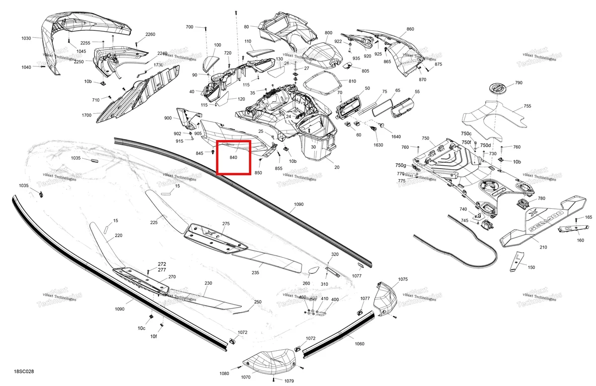 Деталь 291005797 на схеме узла 2023 Sea-Doo RXP X 300 Body - System