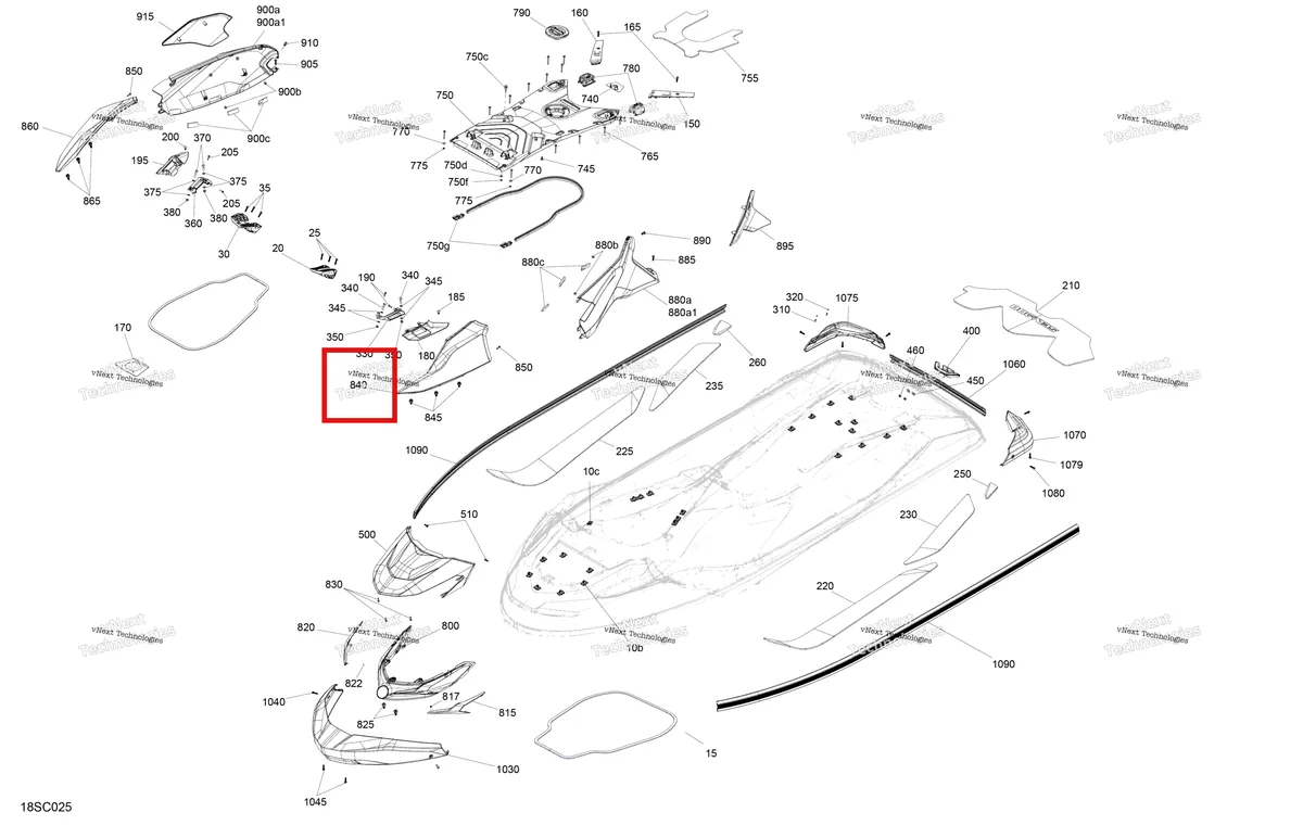 Деталь 291005847 на схеме узла 2023 Sea-Doo GTX LIMITED 300 Body - System