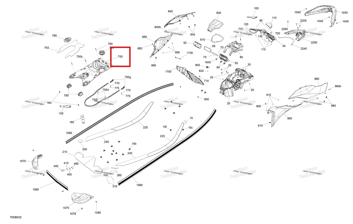 Деталь 291005875 на схеме узла 2022 Sea-Doo GTI 90 Body - System