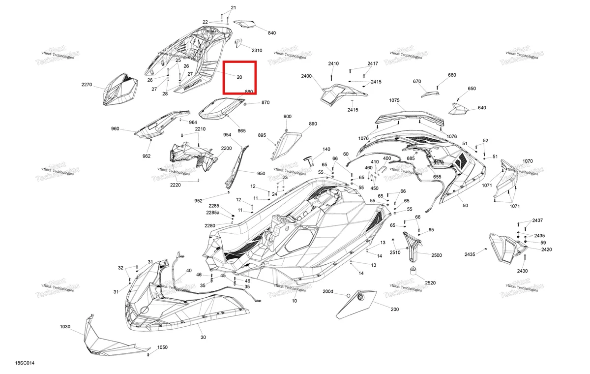Схема применяемости: Dazzling синий консоль Sea-Doo Spark Trixx 2up (2023) (291005895)