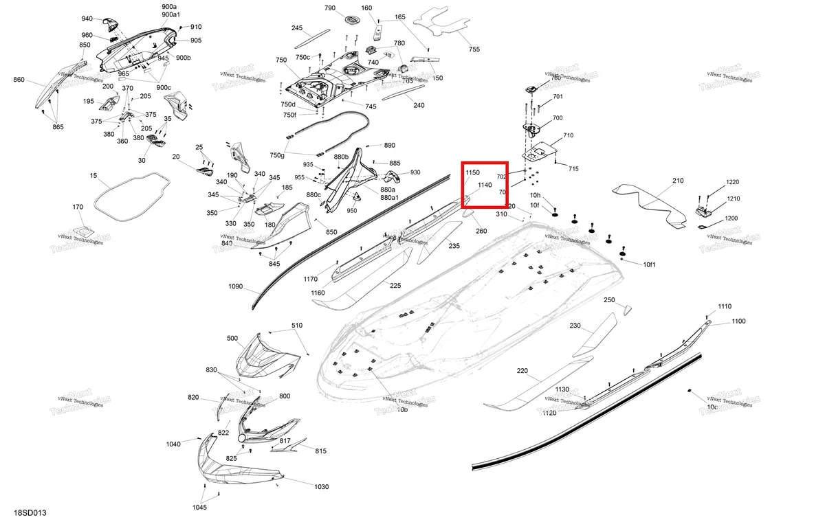 Деталь 291005905 на схеме узла 2024 Sea-Doo FISH PRO TROPHY 170 - 19RG - FishT package - Flint Grey - Audio Body - System