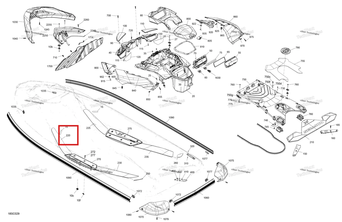 Деталь 291005928 на схеме узла 2023 Sea-Doo RXP X 300 SPECIAL SERIES Body - System