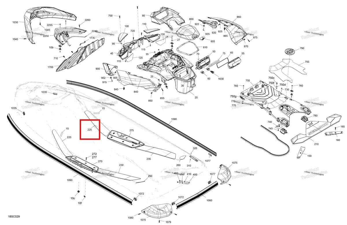 Деталь 291005931 на схеме узла 2023 Sea-Doo RXP X 300 SPECIAL SERIES Body - System
