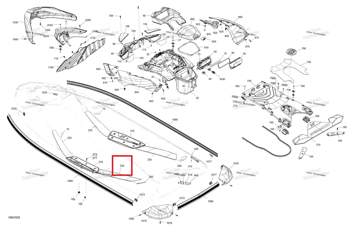 Деталь 291005932 на схеме узла 2023 Sea-Doo RXP X 300 SPECIAL SERIES Body - System