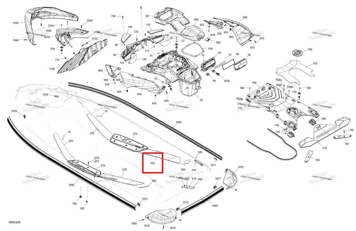 Деталь 291005933 на схеме узла 2023 Sea-Doo RXP X 300 SPECIAL SERIES Body - System