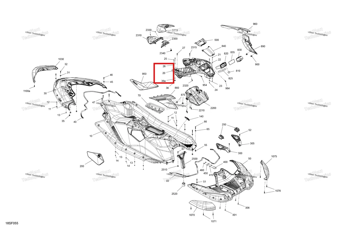 Схема применяемости: Глубокий чёрный консоль Sea-Doo Spark 900 ACE Base (2026) (291005937)