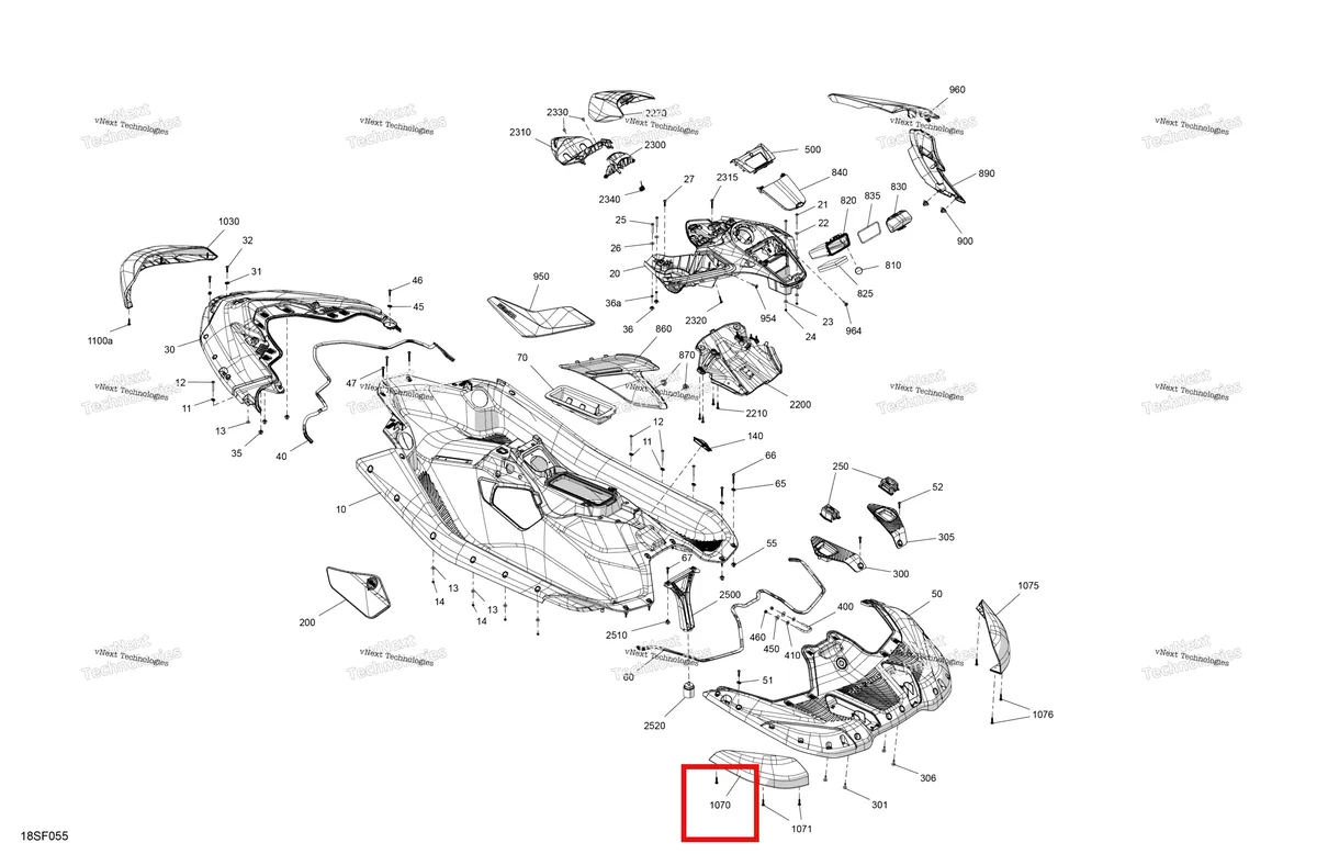 Схема применяемости: Левый задний бампер Sea-Doo Spark 900 ACE Base (2026) (291005944)