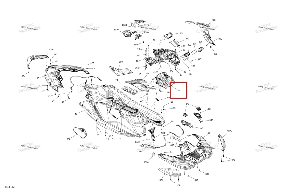 Схема применяемости: Under консоль облицовка Sea-Doo Spark 900 ACE Base (2026) (291005957)