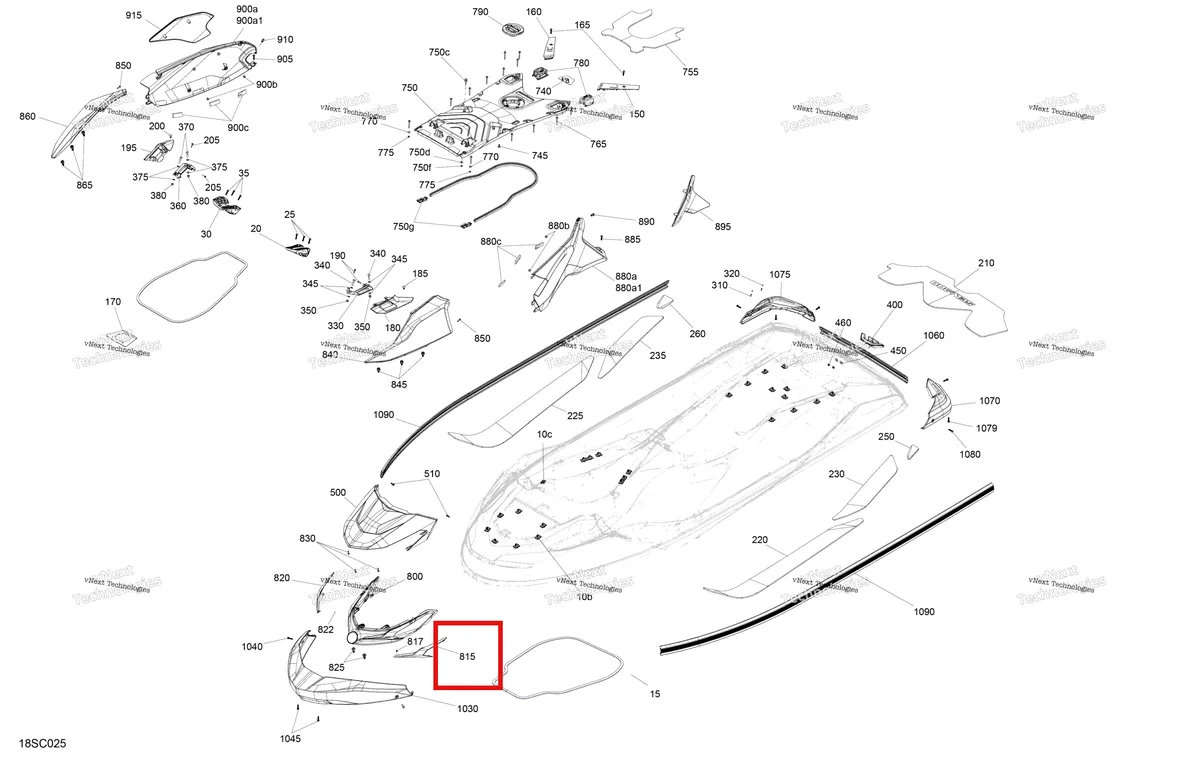 Деталь 291005976 на схеме узла 2023 Sea-Doo GTX LIMITED 300 Body - System