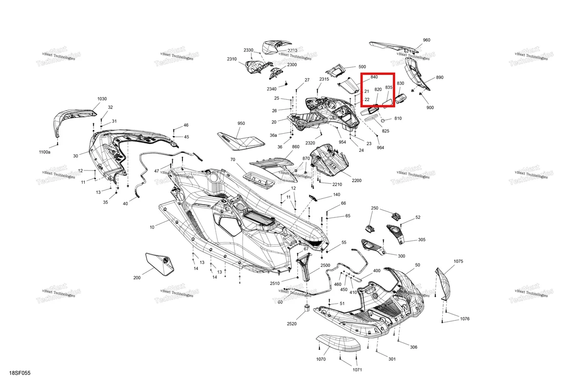 Схема применяемости: Багажный ящик Sea-Doo Spark 900 ACE Base (2026) (291006037)