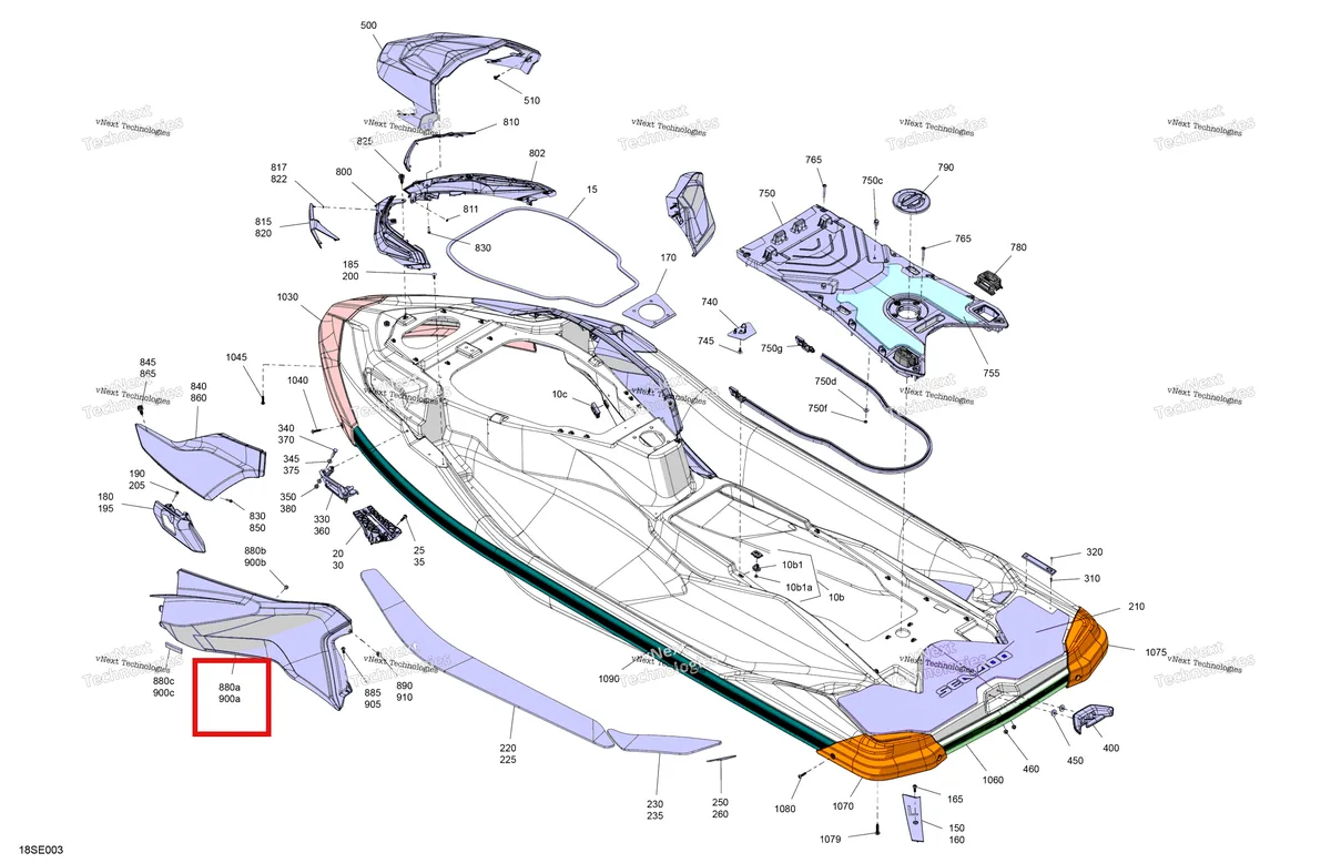 Деталь 291006347 на схеме узла 2025 Sea-Doo WAKE - PRO - 13SB - Northern Lichen - Audio Body - System