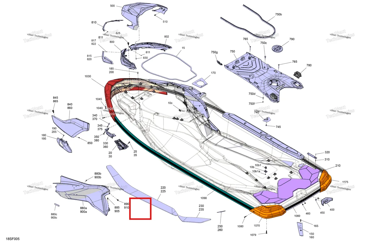 Деталь 291006348 на схеме узла 2026 Sea-Doo WAKE - 230 - PRO - 13TA - Northern Lichen - Audio Body - System