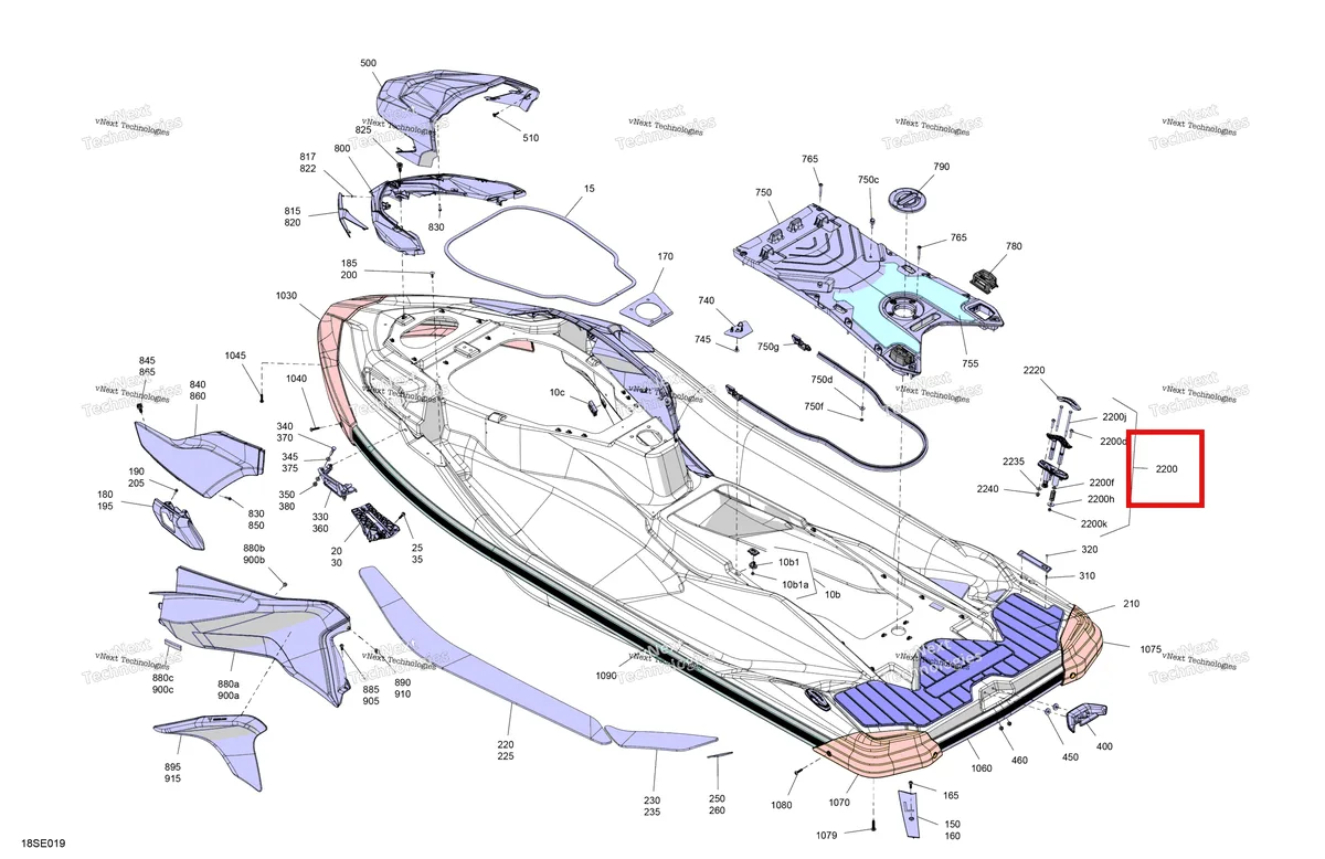 Деталь 291006449 (Retractable Cleat Mooring в сборе включает 2200 to 2200 k Sea-Doo GTX 325 Limited (2026) (291006449)) на схеме узла 2025 Sea-Doo GTX - 325 - LIMITED - 26SB - Teal Blue Metalic - Audio Body - System