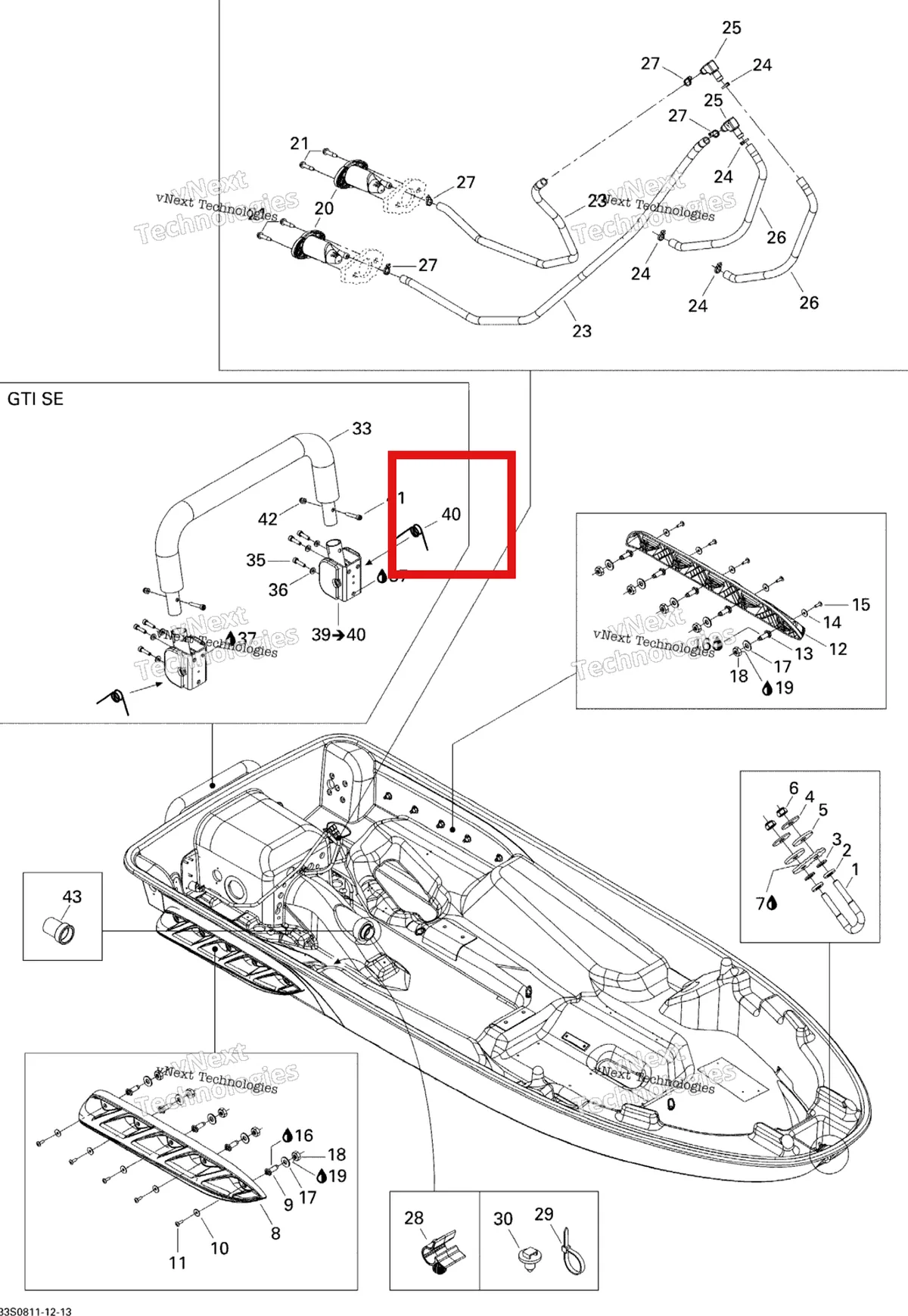 Деталь 292000541 на схеме узла 2008 Sea-Doo GTI SE 155 Hull