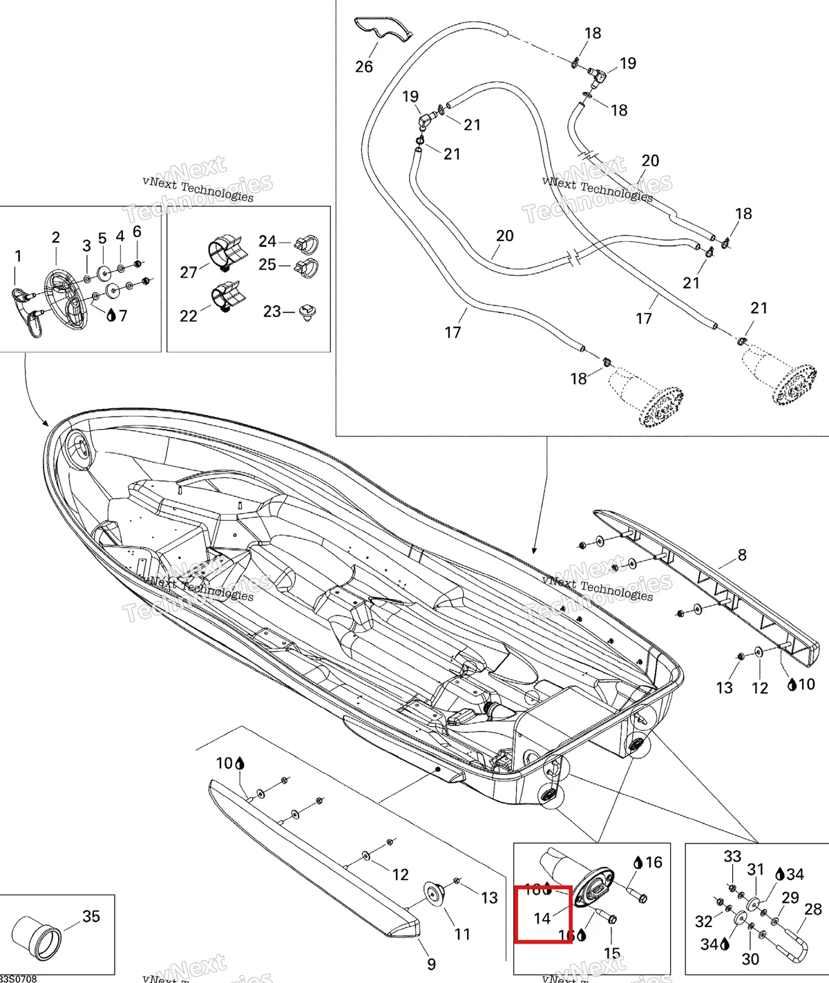 Деталь 292001075 на схеме узла 2007 Sea-Doo 3D 947 DI Hull