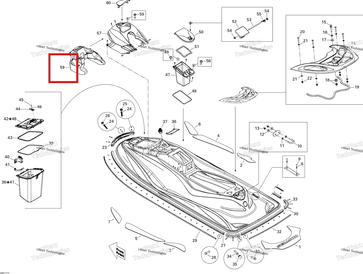 Деталь 292001095 на схеме узла 2011 Sea-Doo GTS Pro 130 Body