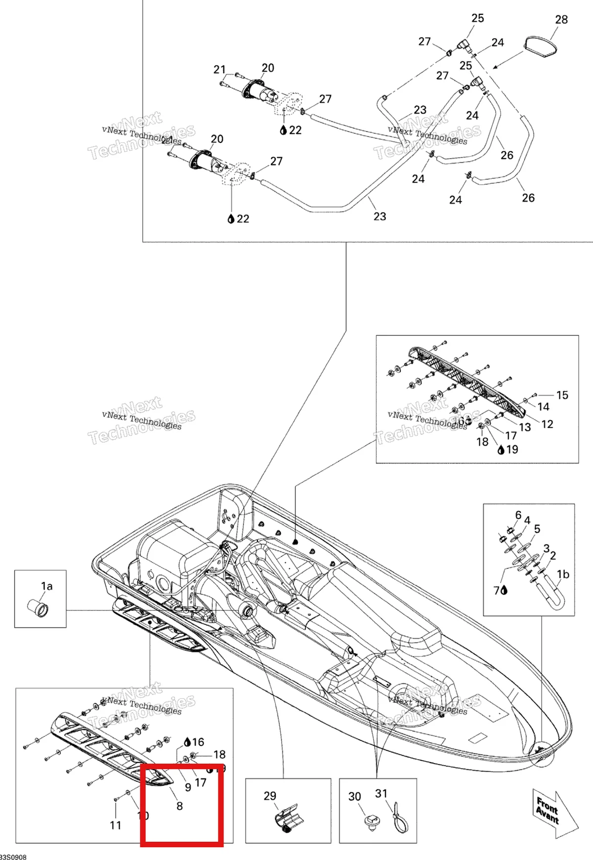 Деталь 292001174 на схеме узла 2009 Sea-Doo GTI 130 Rental Hull