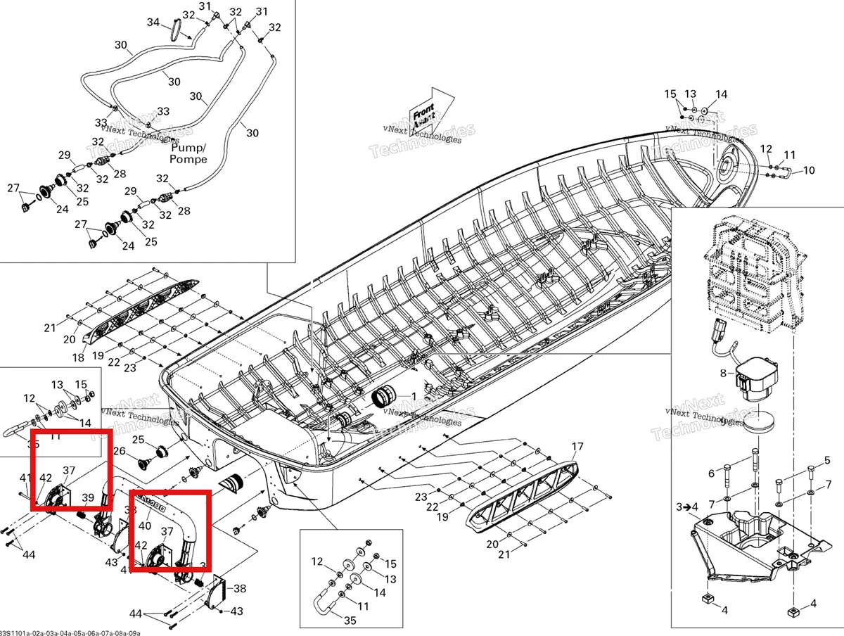 Деталь 292001201 (Опора A Sea-Doo GTX 215 (2012) (292001201)) на схеме узла , (17CS) Hull 1