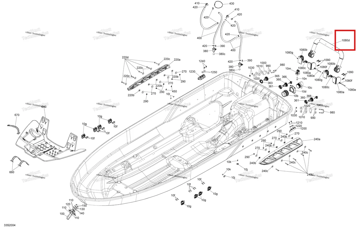 Схема применяемости: Overmolded Bar Sea-Doo RXT (2016) (292001204)
